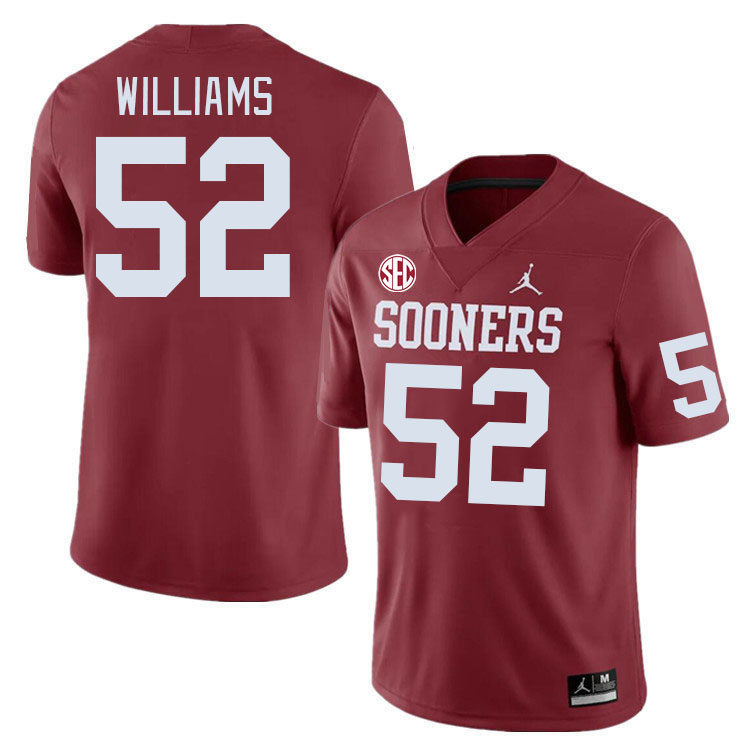 Men #52 Damonic Williams Oklahoma Sooners 2024 SEC Conference College Football Jerseys-Crimson